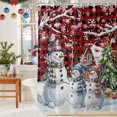 thumbnail image 6 of Shower Curtain 72"W x 72"L Christmas Snowman Xmas Tree Red Plaid Fabric Shower Curtains Set with Hooks Water Repellent Bathroom Curtains Machine Washable Bathroom Accessories, 6 of 9