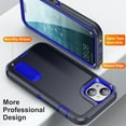 thumbnail image 5 of Feishell Case for Apple iPhone 15,Heavy Duty 3 Layer Military Protection with Hidden Kickstand Shock Resistant Armor Hybrid Bumper Rugged Rubber Phone Cover,Darkblue+Royalblue, 5 of 8