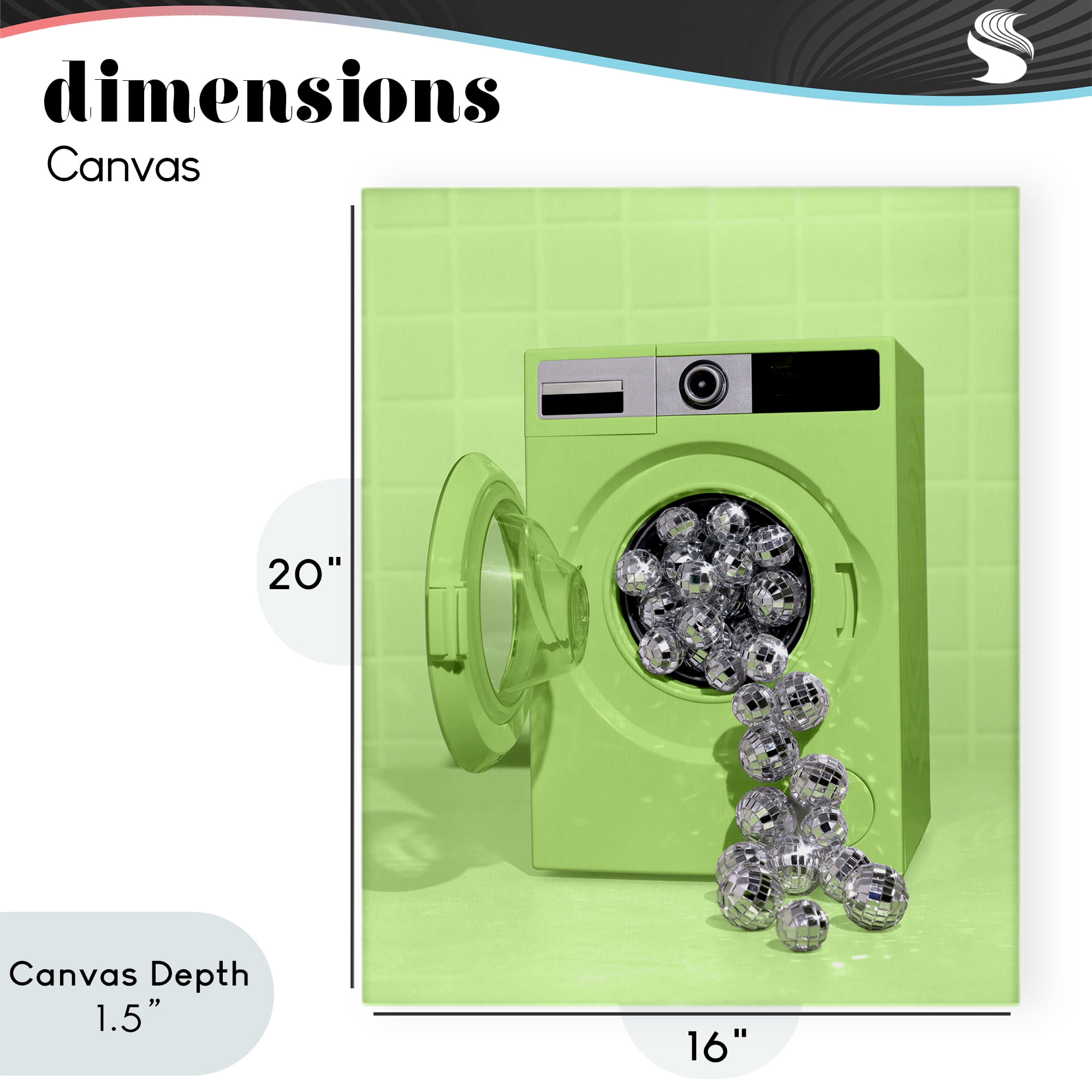 Stupell Industries Disco Laundry Machine over Lime Canvas Wall Art, design by LISH Creative