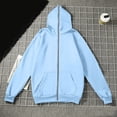 thumbnail image 2 of Hoodie Men Zaewscy Men's Solid Color Long Sleeved Hooded Sweatshirt With Zipper Cardigan Casual And Fashionable Top Light Blue XXS, 2 of 6
