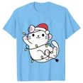 thumbnail image 1 of Camiseta con luces navideñas para mujer, camisetas con estampado gráfico de gato bonito, camisetas de manga corta, ropa de calle divertida, camiseta de marca, ropa femenina, 1 of 5