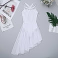 thumbnail image 3 of Hansber Girls Kids Modern Lyrical Dance Dress Mesh High Low Hem Ballet Dance Gymnastics Leotard Dress A White 11-12, 3 of 6