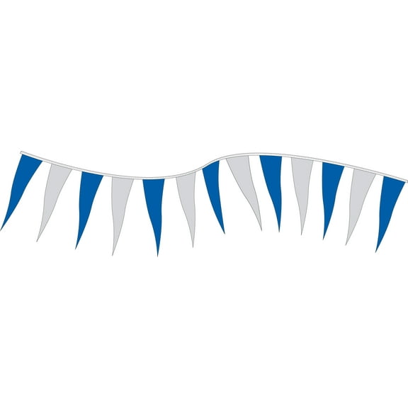 SSWBasics Metallic Triangle Pennant - Blue/Silver - 60'L- Multi-Color Pennant Banner Flags - Versatile Pennant Flags and Pennant Banner Garland for Dealerships and Multi-Use Decoration