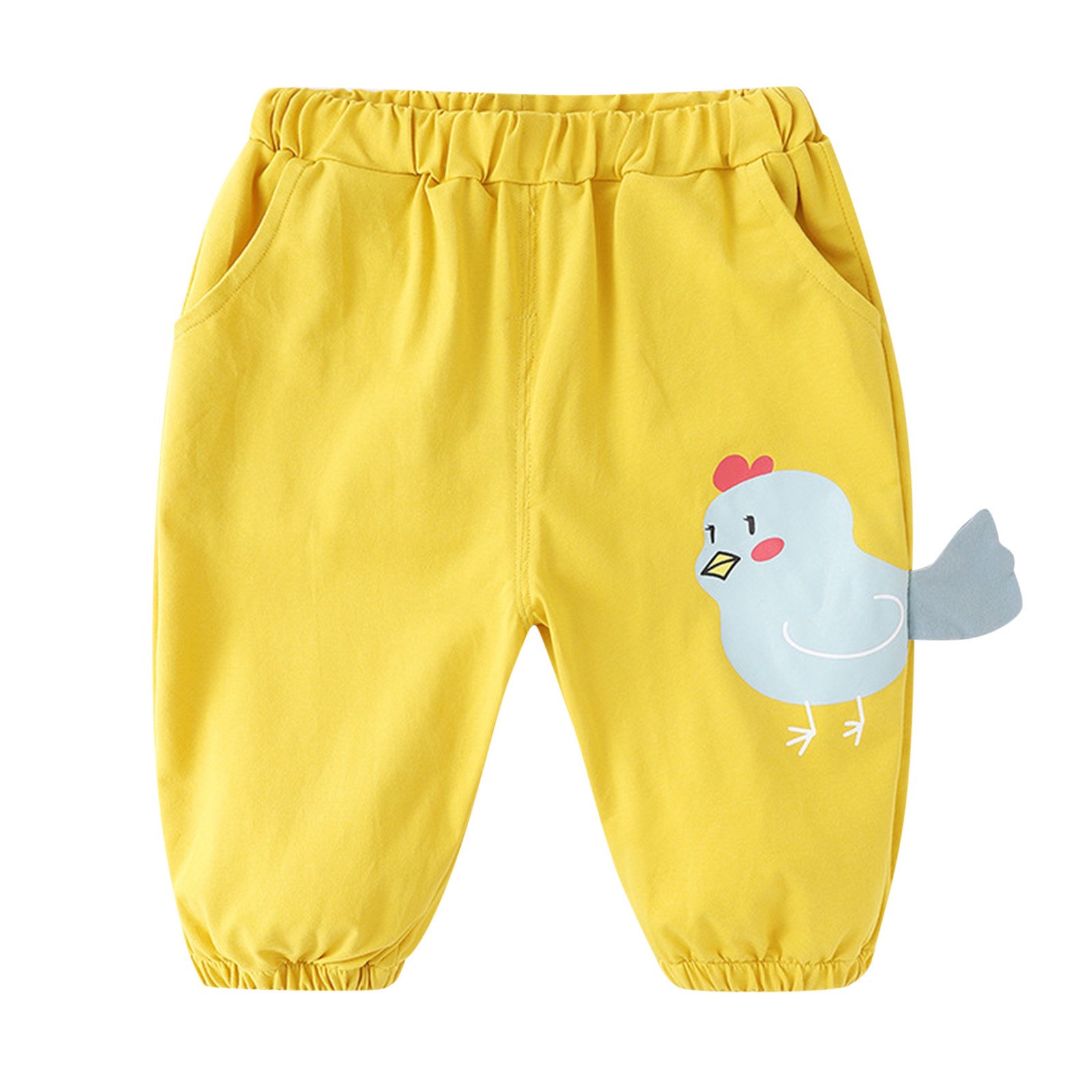 Otqutp Children Quick Drying Trousers Child Toddler Kids Baby Boys Girls Cotton Cute Cartoon Patchwork Pants Trousers