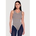 thumbnail image 2 of Women's Striped Sleeveless Thong Bodysuit, 2 of 4