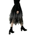 thumbnail image 5 of Caitzr Women Tutu Tulle Skirt Elastic High Waist Layered Skirt Contrast Color Mesh A-Line Midi Skirt, 5 of 6