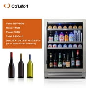 Ca'Lefort 24 Inch Beverage Refrigerator,180 Cans Beverage Cooler with Stainless Steel Glass Door for Home, Bar, Office