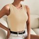 thumbnail image 5 of Top ajustado sin mangas, cuello redondo, liso, cómodo, informal, de punto, camiseta sin mangas para mujer, para ejercicio en la calle, diario, 5 of 6