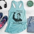 thumbnail image 2 of I Think You'll find Me Electrifying Tesla Tank Top, Ladies Racerback Tank Top, Nikola Tesla Pun Tank, Cancun, X-Large, 2 of 3