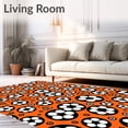 thumbnail image 2 of ODIKA 5'x7' Machine Washable Non-Slip Area Rug, Dynamic Sports Sphere Motif Featuring Interlocking Black and Panels High Traffic Rug, Orange, 672711, 2 of 7
