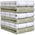 thumbnail image 4 of Bumble Premium Large Cotton Kitchen Towels | 16”x 26”, 6 Pack | Window Pane Design - 435 GSM Highly Absorbent Hand Towels Set With Hanging Loop | Sage Green, 4 of 6