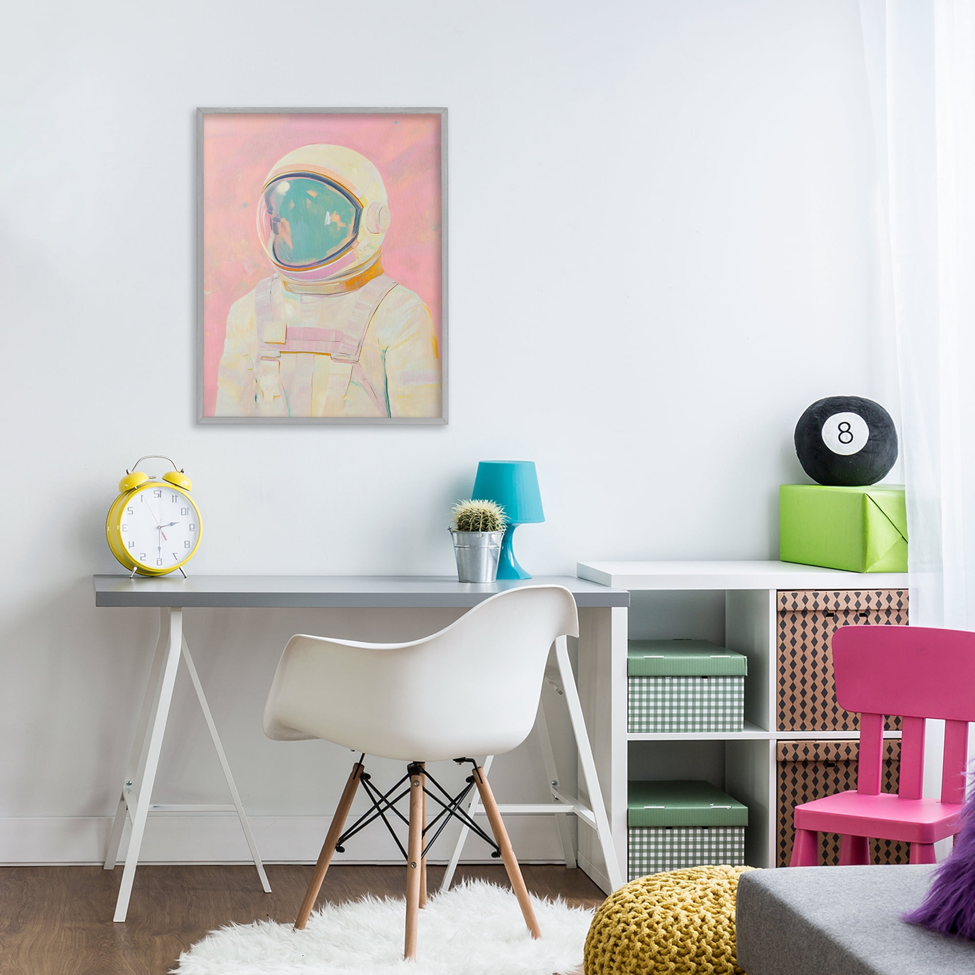 Stupell Industries Astronaut Portrait in Pink Dream Gray Framed Giclee Art, design by The Prints Vibe