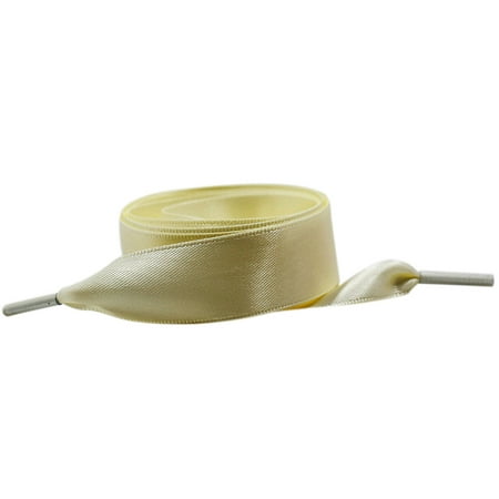 

Santimon 2 Pairs Flat Shoe Laces Silk Ribbon Shoelace for Sneakers/ Canvas Shoes/ Board Shoes 55 Beige