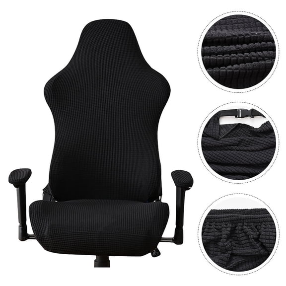 FOMIYES Black Elastic Washable Chair Seat Cover Slipcover for Computer, Office, and Gaming Chairs - 1 Set