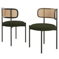 thumbnail image 4 of Farini Upholstered Dining Chair Set of 2, Rattan Backrest Kitchen Chair, Green, 4 of 8