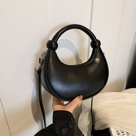 Sdmnsg-T Women’s Retro Hobo Mini Handbag, PU Leather Moon‑Shape Top Handle Purse, Detachable Adjustable Strap Crossbody Shoulder Bag for Daily Dating Travel Party