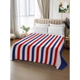 thumbnail image 2 of Red Blue White Striped California King Size Flat Sheet, Wrinkleproof & Fadeproof Cooling Flat Bed Sheet Only, Modern Simple Stripes Breathable Soft Bedding Top Sheets 108 x 98 Inches, 2 of 8