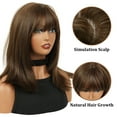thumbnail image 3 of Lakihair 14" Short Brown Bob Wig with Bangs Shoulder Length Straight Bob Wigs for Women Wefted Wig Cap, 3 of 10