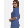 thumbnail image 2 of Women's Short Sleeve V Neck Casual Basic Solid Color Pullover Lightweight Soft Knit T-Shirt Tops, 2 of 5