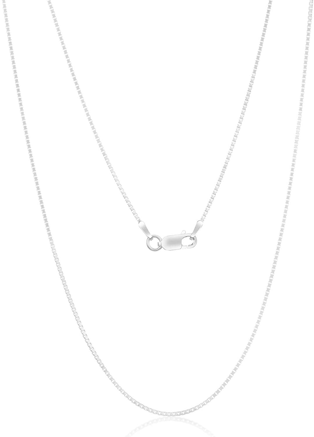 0.9mm 1.3mm .925 Sterling Silver 0.7mm 1.1mm Made In Italy 1.5mm or 1.7mm Box Chain Necklace 