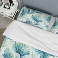 thumbnail image 4 of Designart "Breezy Coastal Ikat In Blue And White III" Ikat Bedding Covert Set - Victorian Bed Set With 2 Shams, 4 of 5
