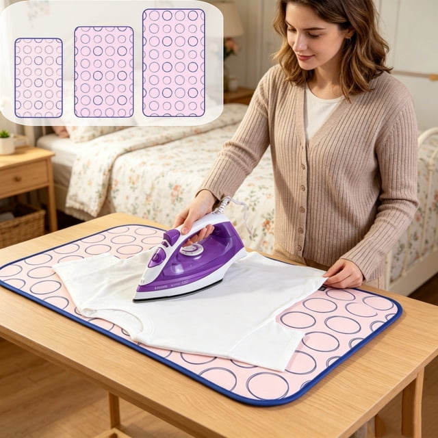 Yrmaups 3Pcs Foldable Ironing Mat for Clothing Care, Heat Insulating Ironing Pad, Waterproof High Temperature Counteractive Pad for Home, Travel, Dorm, Laundry Room