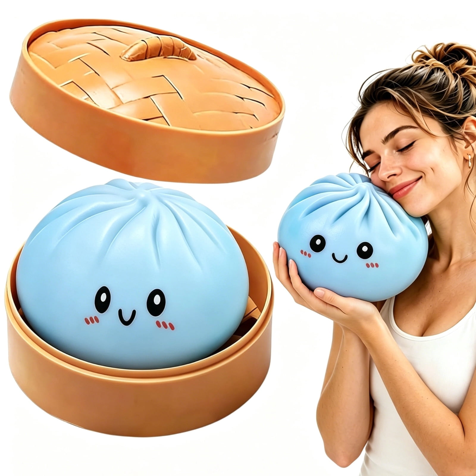 Jumbo Rainbow Dumpling Squishys Toys, 6 Inch Giant Stress Ball, Soft Slow Rising Squeeze Fidget Gift