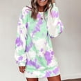 thumbnail image 2 of Babysbule New Dresses for Women Fashion Womens Casual Loose Sexy Tie-Dye Printed Round Neck Long Sleeve Dress, 2 of 5