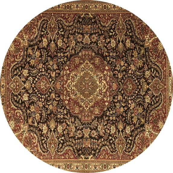Ahgly Company Indoor Round Medallion Brown Traditional Area Rugs, 5' Round