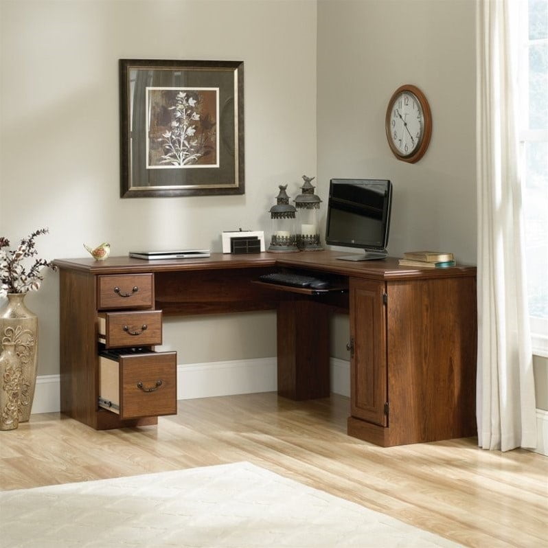 Sauder Orchard Hills L Shaped Computer Desk In Milled Cherry
