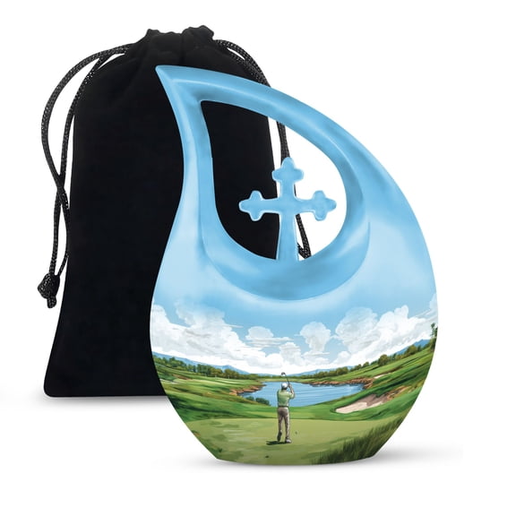 JAGSHASHI Sports Adult Cremation Urns - Funeral Ashes Urn - Urn For Ashes For Men - Urn Adult Male - 10 Inch With Velvet Bag - Cremation Urns For Mom - Burial Urn For Ashes For Women