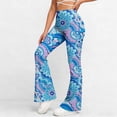 thumbnail image 2 of Jewelreauty Women's Flare Leggings High Waisted Ultra Soft Stretchy Yoga Workout Gym Bell Bottom Pants (L, Sky Blue A), 2 of 8