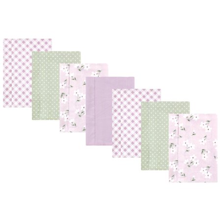 Hudson Baby Infant Girl Cotton Flannel Burp Cloths Purple Dainty Floral 7 Pack One Size