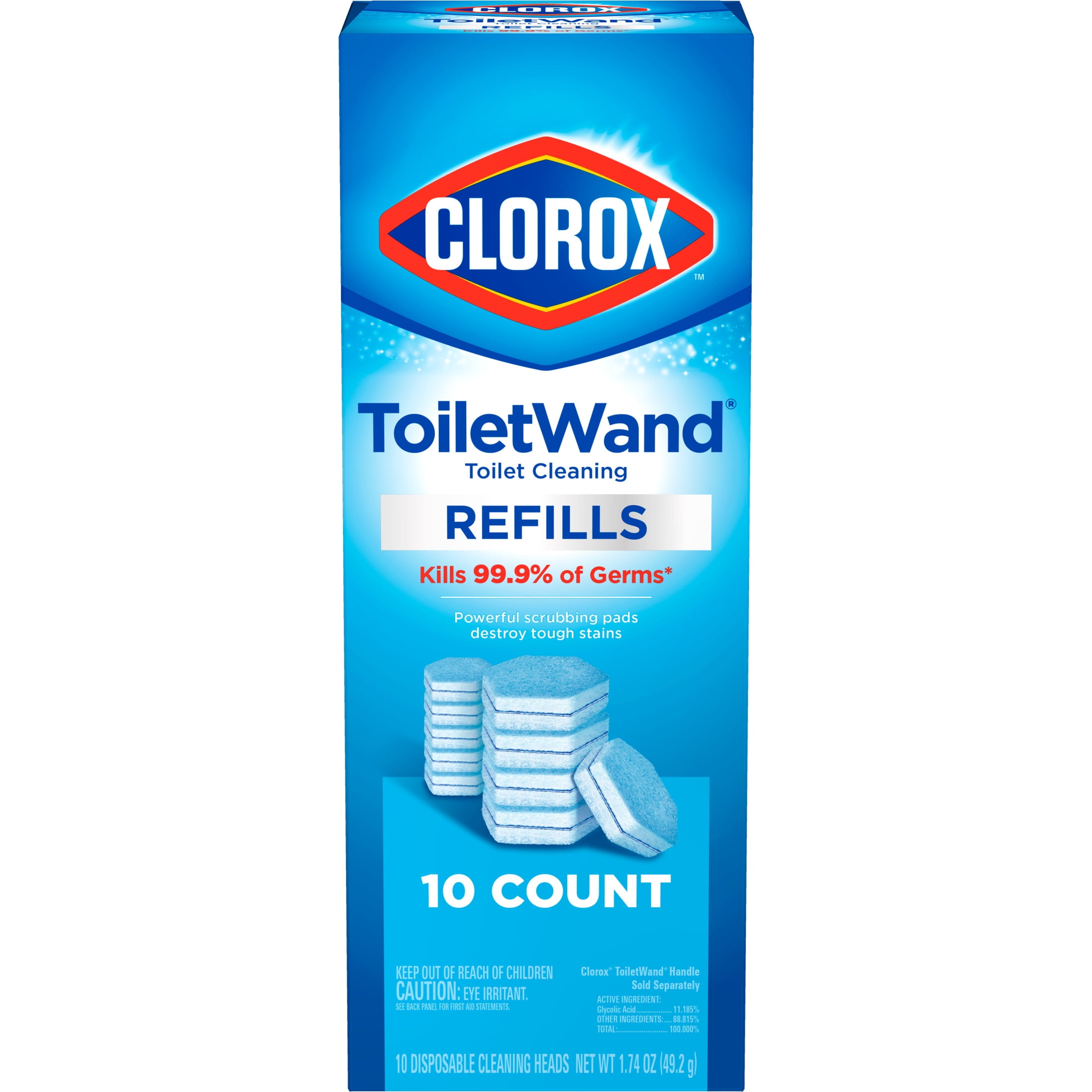 Clorox ToiletWand Toilet Cleaning Refills, Disinfecting Scrubbing Pads, 10 Count