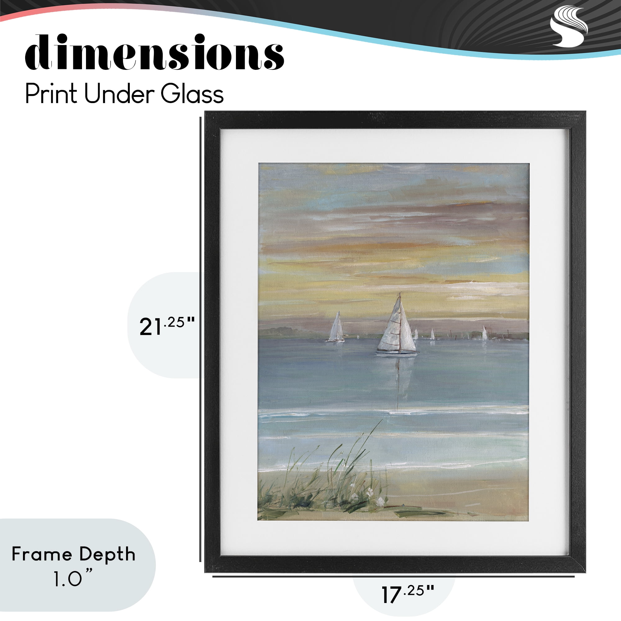 Stupell Industries Coastal Sailboats At Twilight Black Framed Print Under Glass, design by Sally Swatland