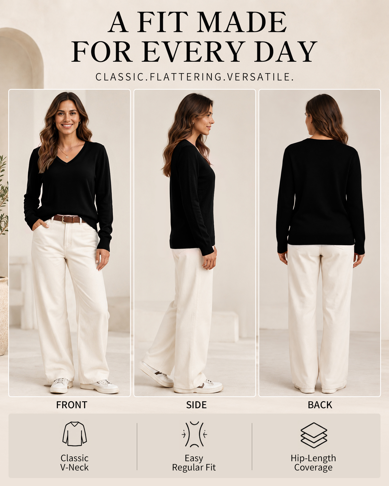 Qualfort Women's 100% Cotton V-Neck Pullover Sweater photo 2