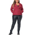 thumbnail image 2 of Agnes Orinda Women's Plus Size Jacket Faux Suede Bomber Moto Biker Zip-Up Coats 4X Burgundy, 2 of 6