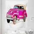 thumbnail image 1 of Cars Tapestry, Convertible Car Fifties Curved Edges Vintage Vehicle Vibrant Colored Automobile, Fabric Wall Hanging Decor for Bedroom Living Room Dorm, 5 Sizes, Hot Pink Peach, by Ambesonne, 1 of 1