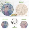 thumbnail image 4 of Haosy Set of 6 Drink Woven Coaster with Holder Heat Resistant Non-Slip Bar Coasters 4 Inches Blue Purple Bird and Flower, 4 of 7