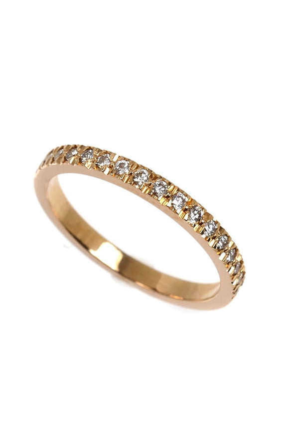 Pre-Owned TIFFANY&Co. Tiffany 18KPG Pink Gold Half Eternity Ring with Diamonds, 2.4g, Women's