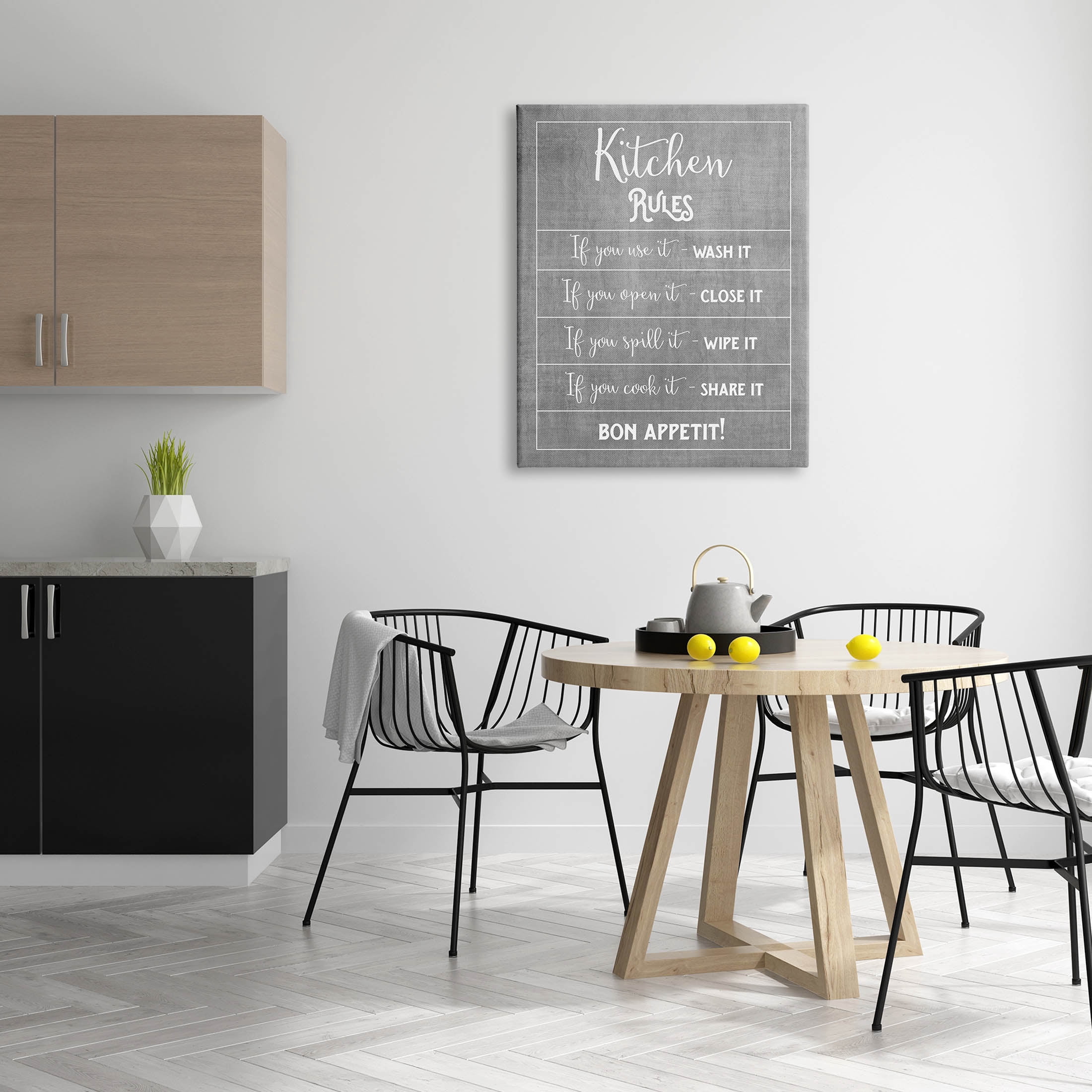 Kitchen Rules Bon Appetit Sign Typography Graphic Art Gallery Wrapped Canvas Print Wall Art