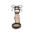 thumbnail image 2 of BLISSFUL STEP Women's Shoes Faux Suede Lace Up Open Toe Kitten Heel Cushioned Footbed Sandals  Black 8.5, 2 of 8