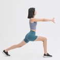thumbnail image 2 of Pantalones cortos de yoga de color liso con cintura alta y elásticos ajustados para entrenamiento en la cadera color melocotón para mujer, 2 of 6