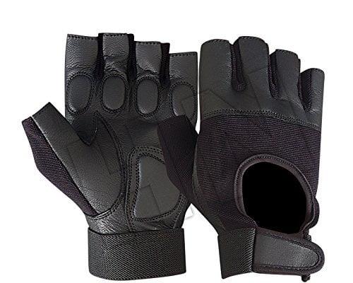 ANILINE LEATHER PADDED WEIGHT LIFTING FITNESS CYCLING GLOVES GYM WHEEL CHAIR USE 