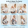 thumbnail image 2 of Portabebés Bear, portabebés 6 en 1 para recién nacidos y niños pequeños con asiento para la cadera (posición ergonómica M) para bebés de 3 a 36 meses/7 a 44 libras, tamaño ajustable para un mejor sopo, 2 of 5