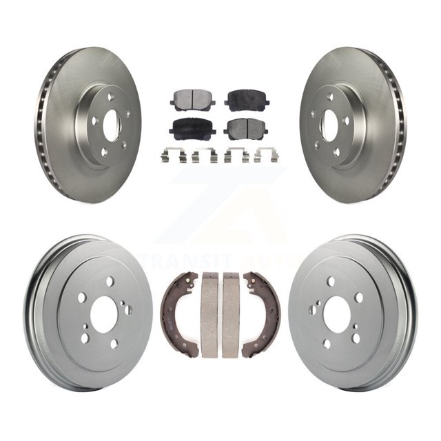 Transit Auto Front Rear Coated Disc Brake Rotors Ceramic Pads and Drum Kit for Car Toyota Corolla KGT-102541