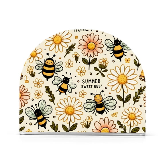 Ryvnso Bee Honey and Daisy Flowers Acrylic Napkin Holder Table Kitchen Paper Tissue Organization 1 Pack