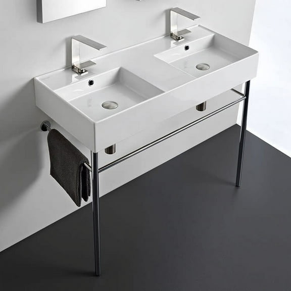 Nameeks Scarabeo 5142-CON-TwoHole Teorema 2.0 39-13/16" Rectangular Ceramic Console
