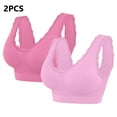 thumbnail image 5 of WREESH 2 Pack Support Bra Adaptive Bra Women Lace Splicing Glossy Comfortable Breathable Bra Underwear No Underwire Bras Underwear Hot Pink, 5 of 9