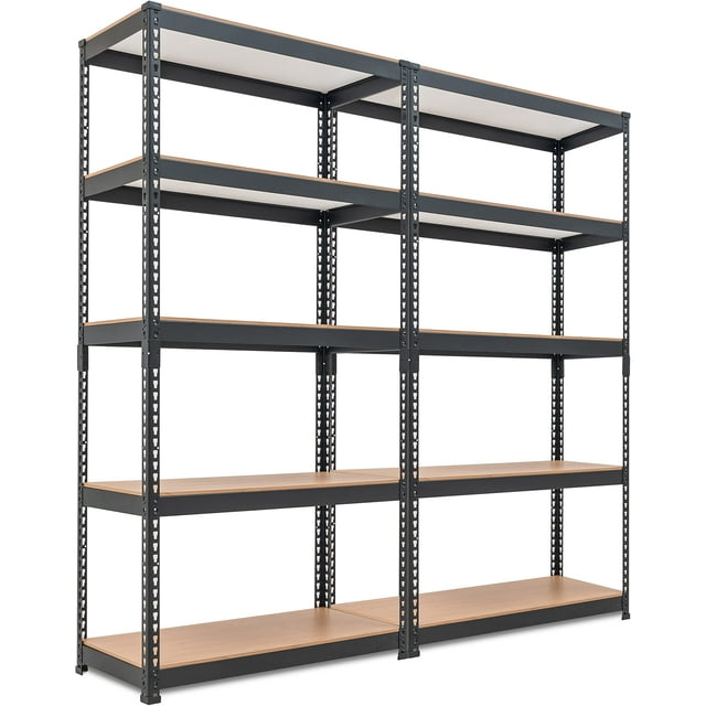 HOMEDANT Étagères de Rangement à 5 Niveaux Réglables, Étagère Métallique Laminée pour Garage, Unité d'Étagères Utilitaire Robuste, Étagère pour Entrepôt, Garde-Manger, Placard, Cuisine 35.9 Pouces L x 16.2 Pouces P x 71.3 Pouces H, Lot de 2
